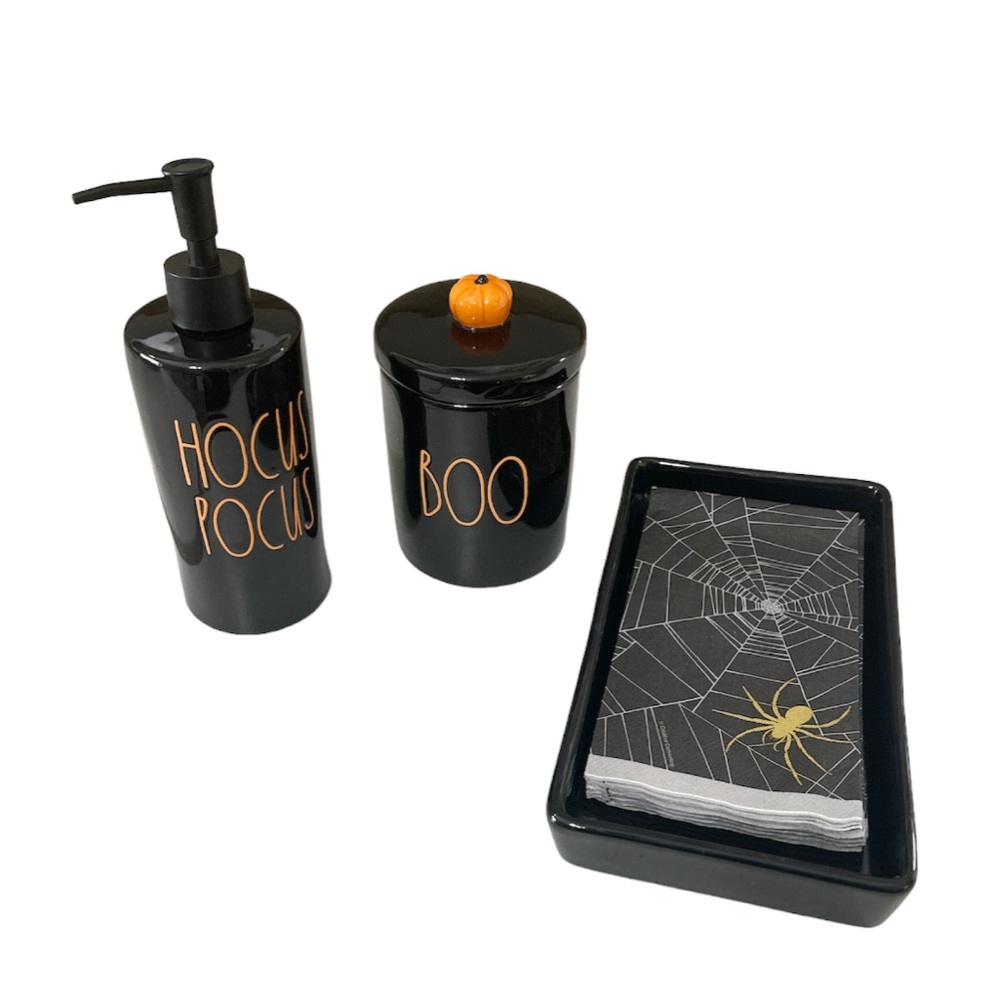 NEW Rae Dunn 3-Piece Halloween HOCUS POCUS & BOO Set
